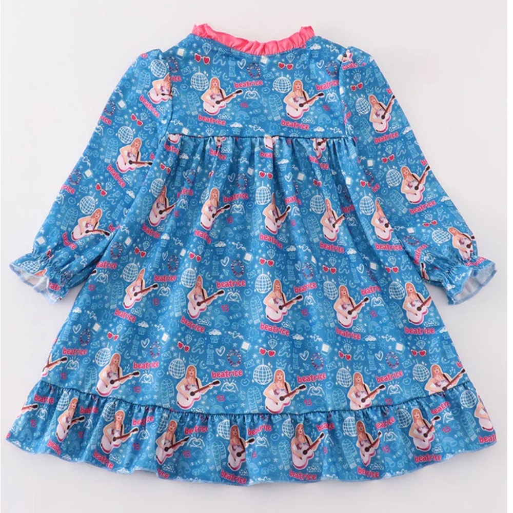 Blue music fan girl pajamas dress - Picture 2 of 5
